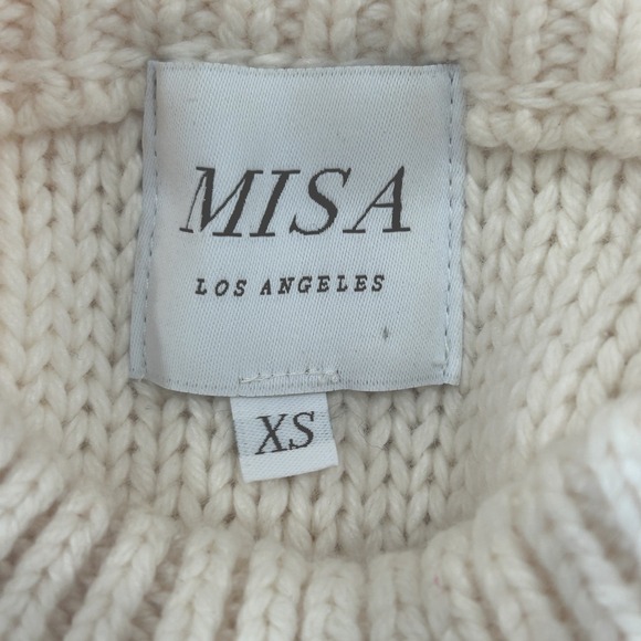 MISA Los Angeles Cutout Chunky Knit Sweater XS Mod Wool Blend Minimalist Luxury - Picture 9 of 11